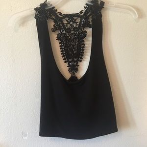 Forever 21 black crochet-back crop top